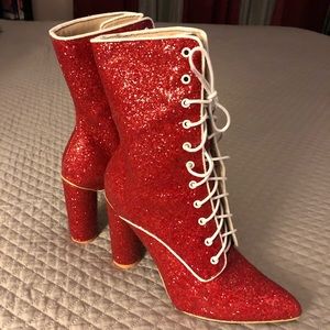 Red glitter boots